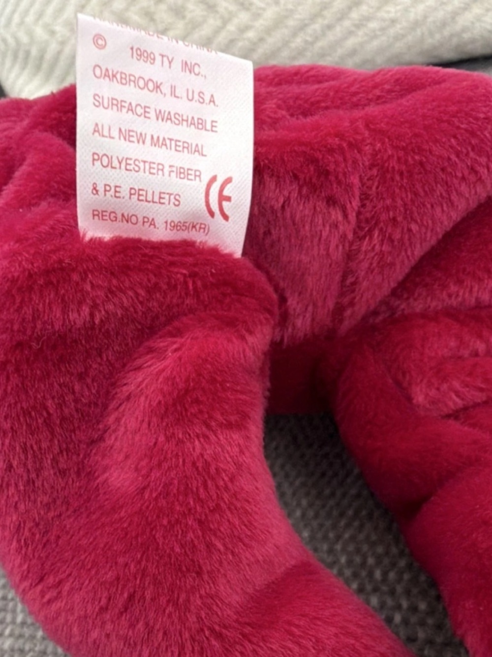 Rare TY Red Bear with White Heart Plush with errors - Picture 6 of 10